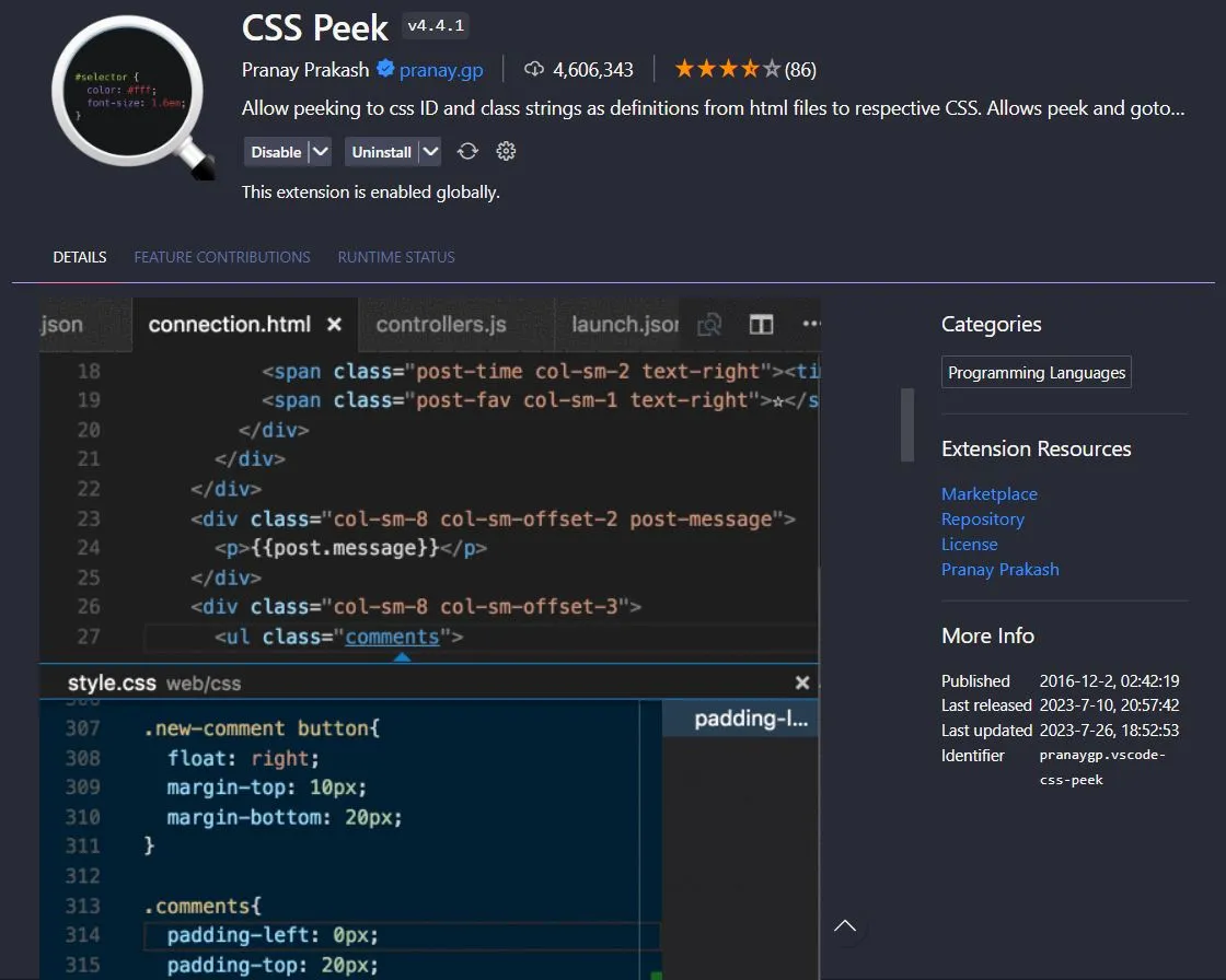 CSS Peek VSCode Extension